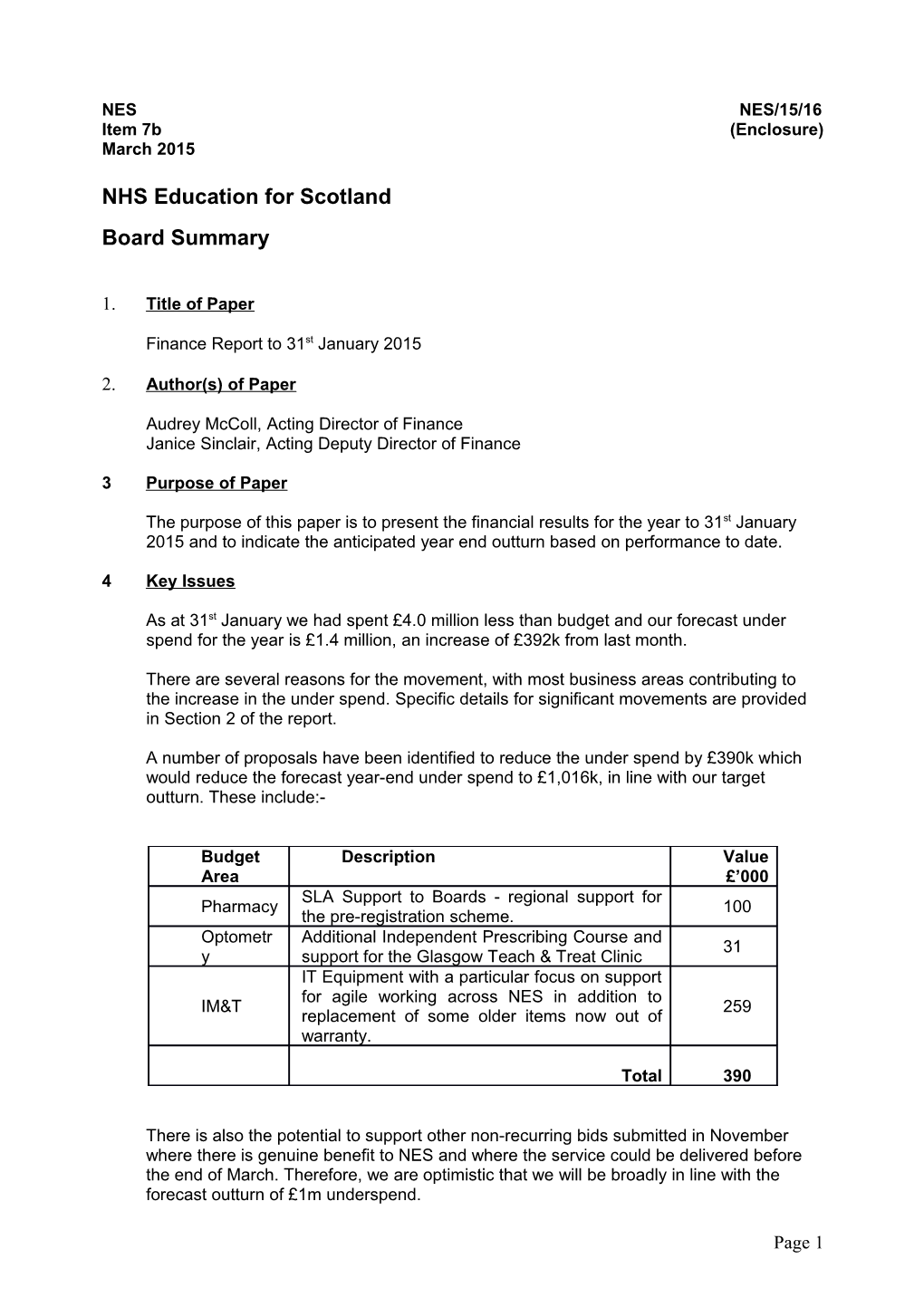 Operating Cost Statement to 31St May 2009