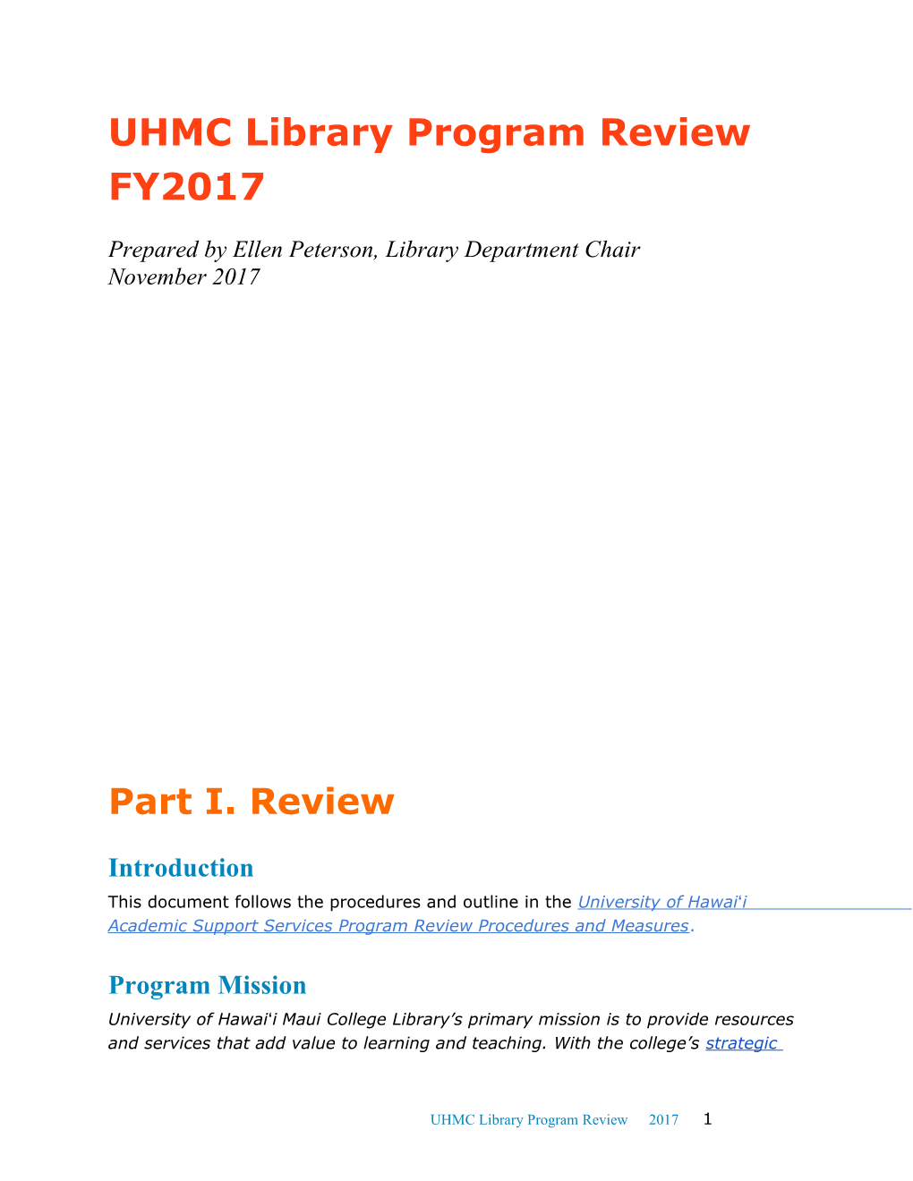 UHMC Library Program Review FY2017