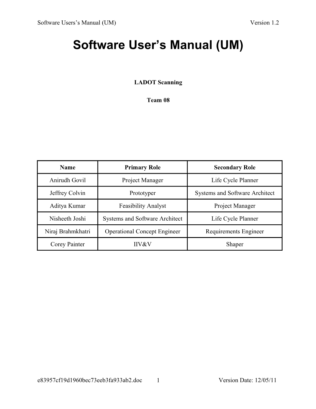 Software Users S Manual (UM)Version 1.2