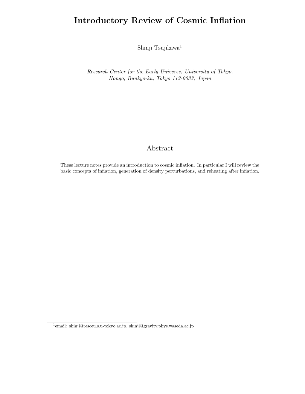 Introductory Review of Cosmic Inflation