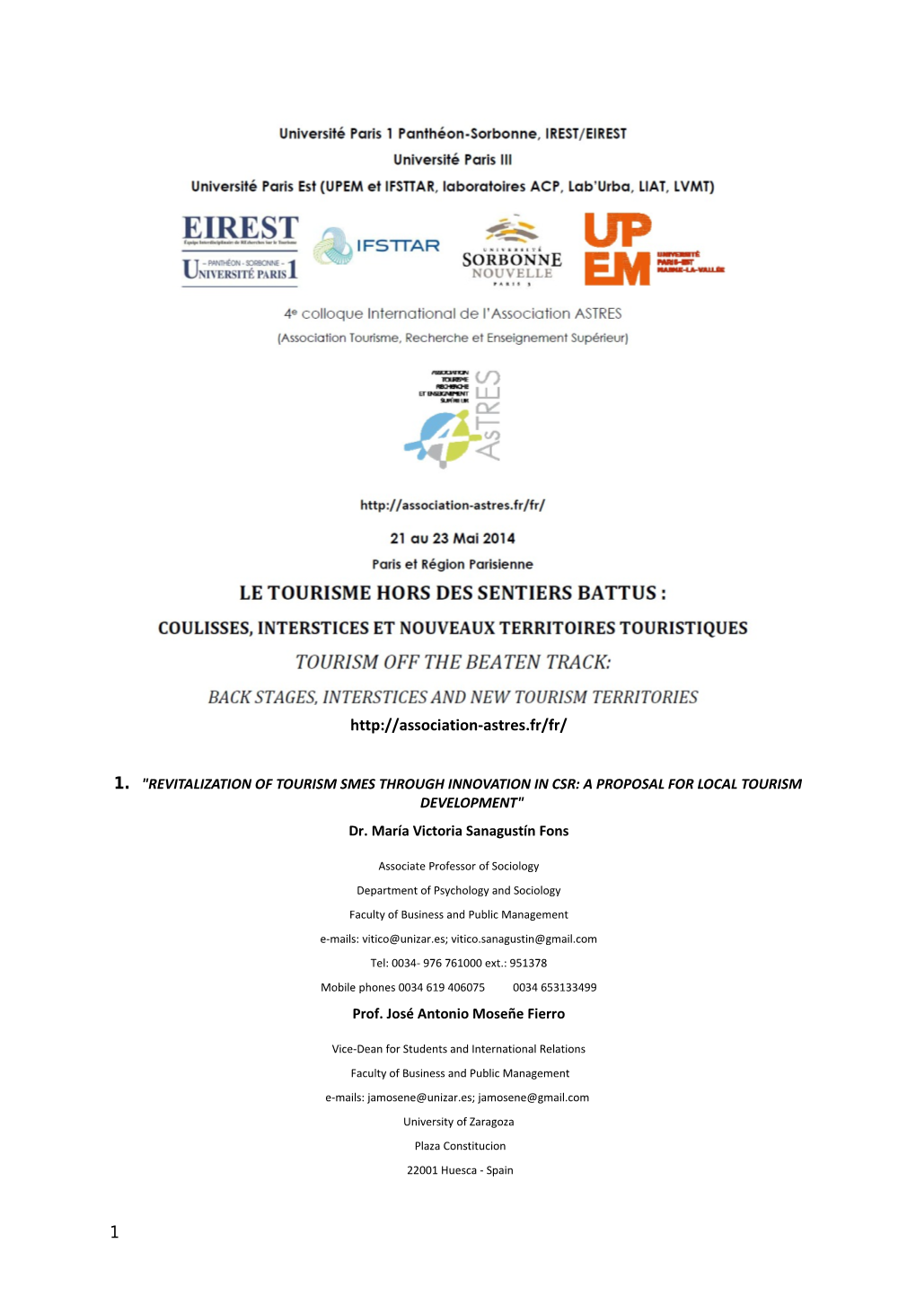 Revitalization of Tourism Smes Through Innovation in CSR: a Proposal for Local Tourism