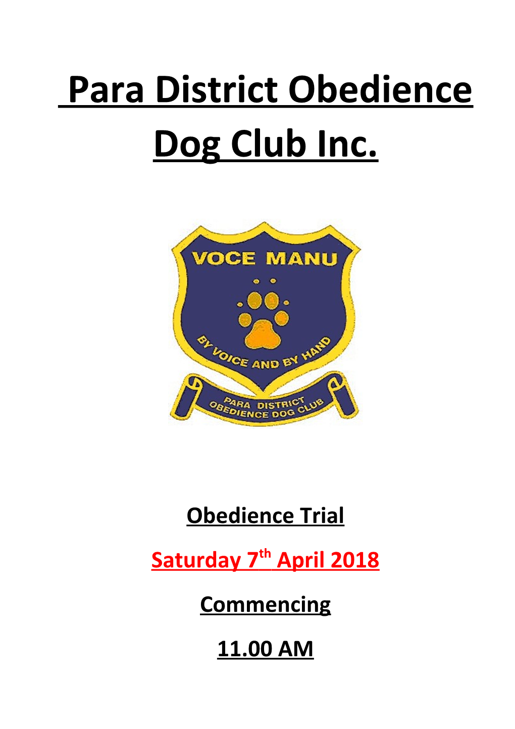 Para District Obedience Dog Club Inc
