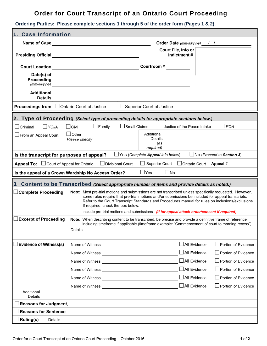Appendix B - Request Form/Undertaking to the Court for Access to Digital Court Recordings