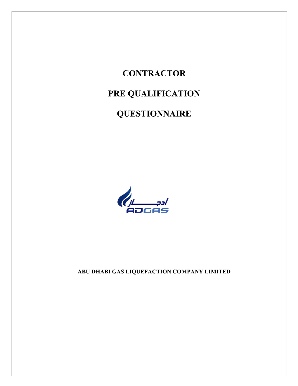 Contractor Pre-Qualification Document