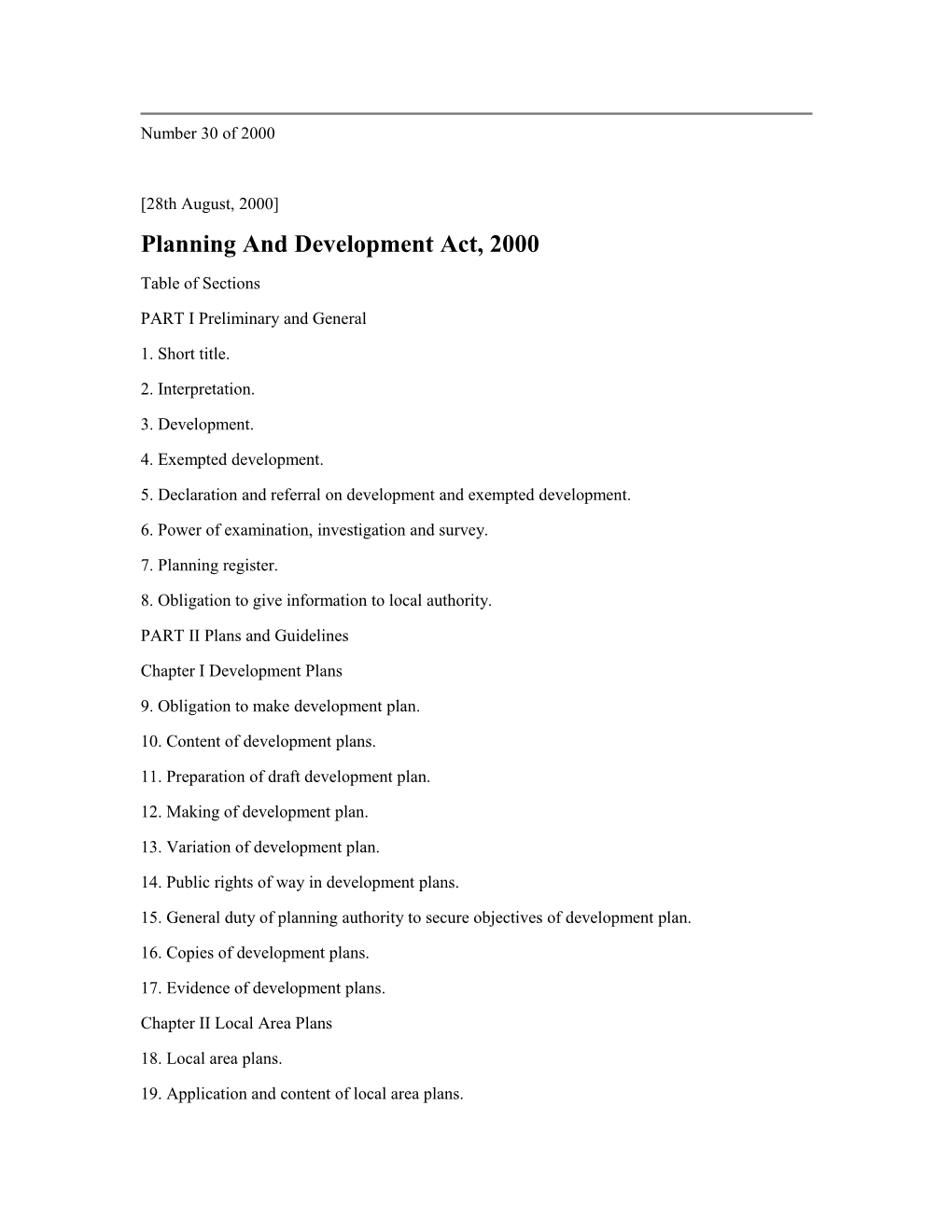 Planning and Development Act, 2000