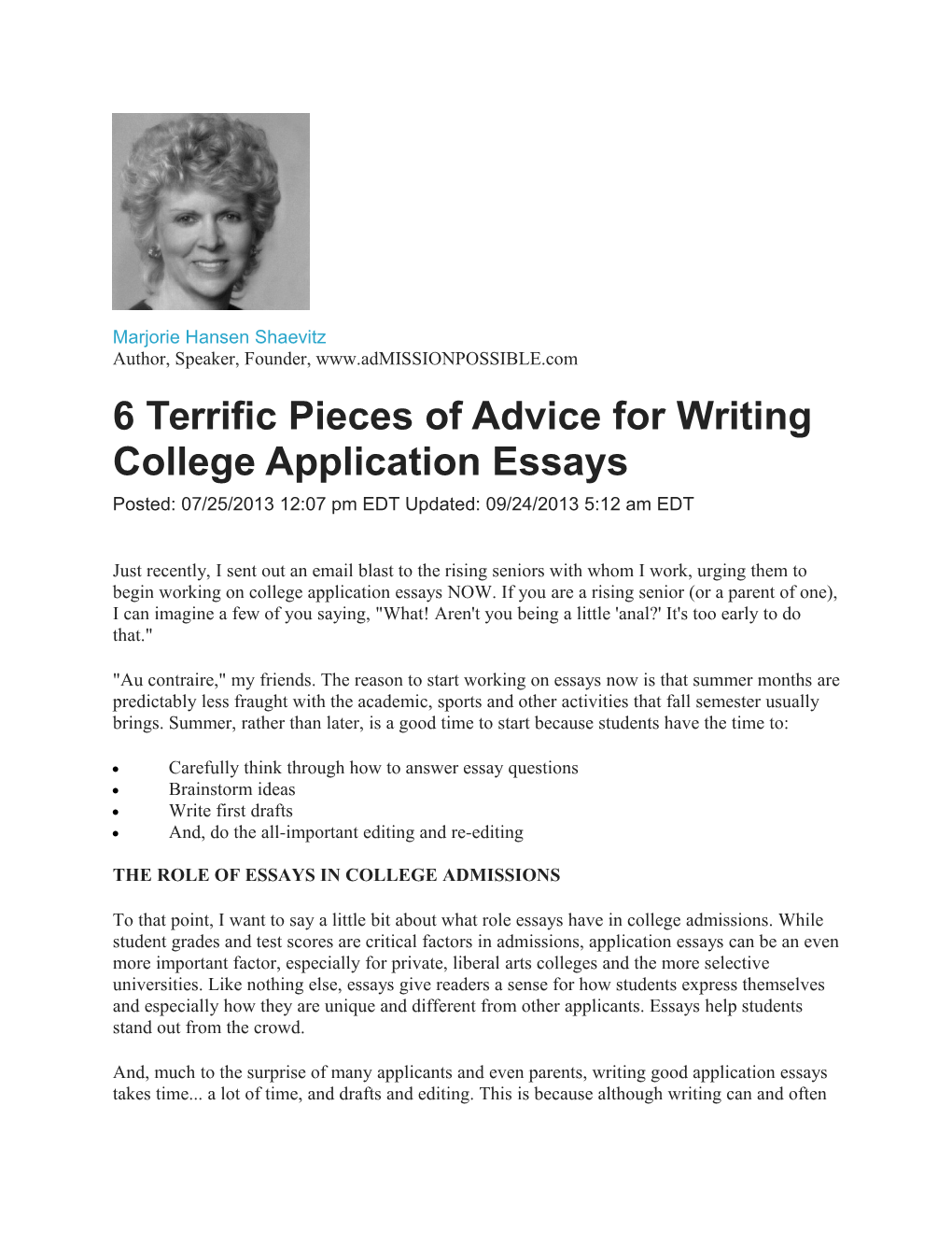 6 Terrific Pieces of Advice for Writing College Application Essays