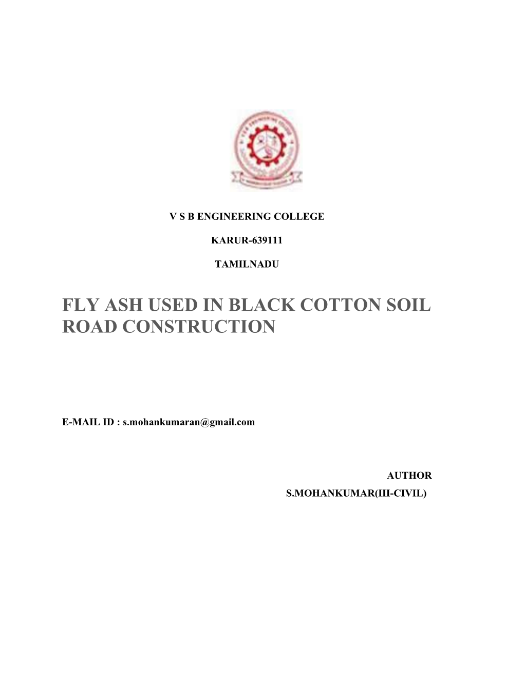 Construction of a Road in the Black Cotton Soil by Using Fly Ash