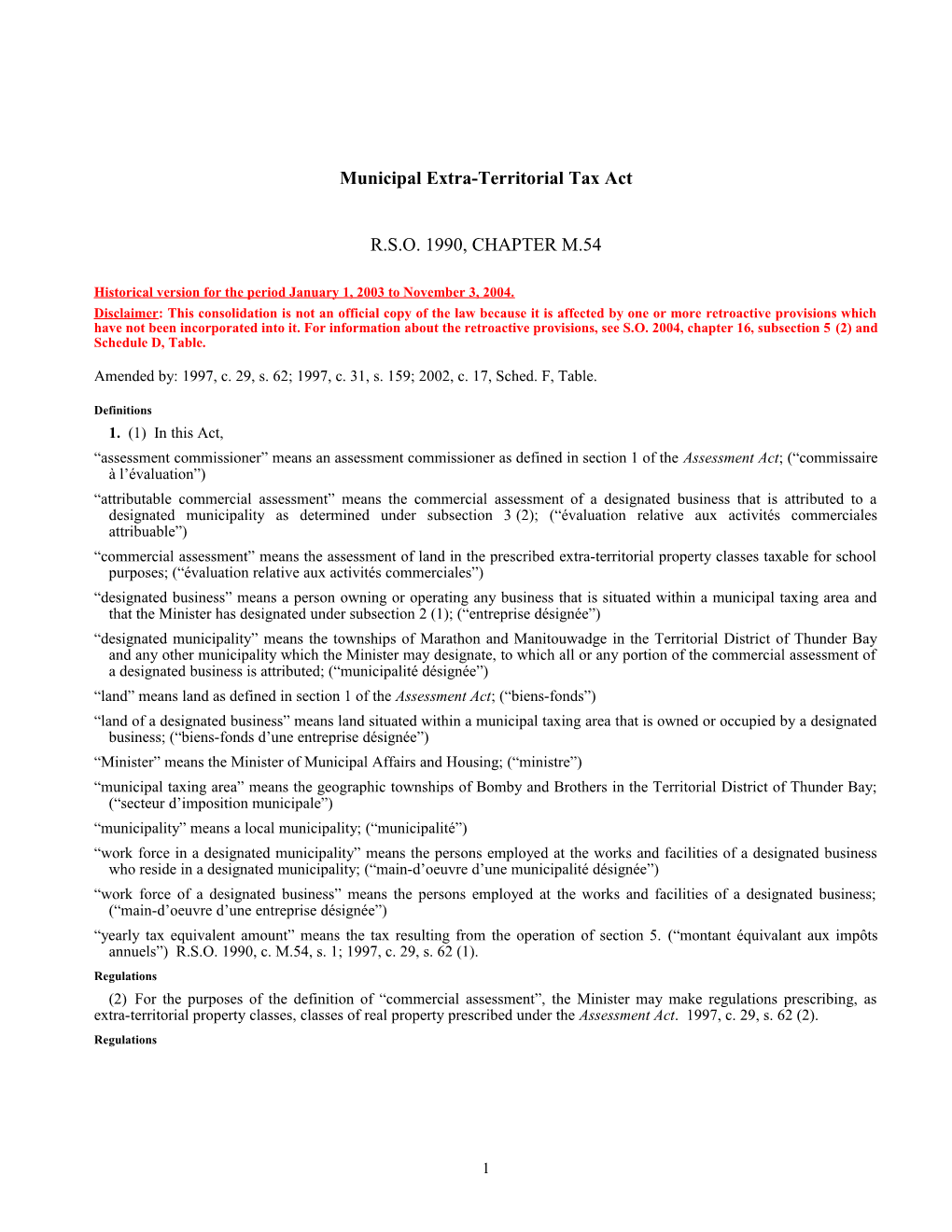 Municipal Extra-Territorial Tax Act, R.S.O. 1990, C. M.54