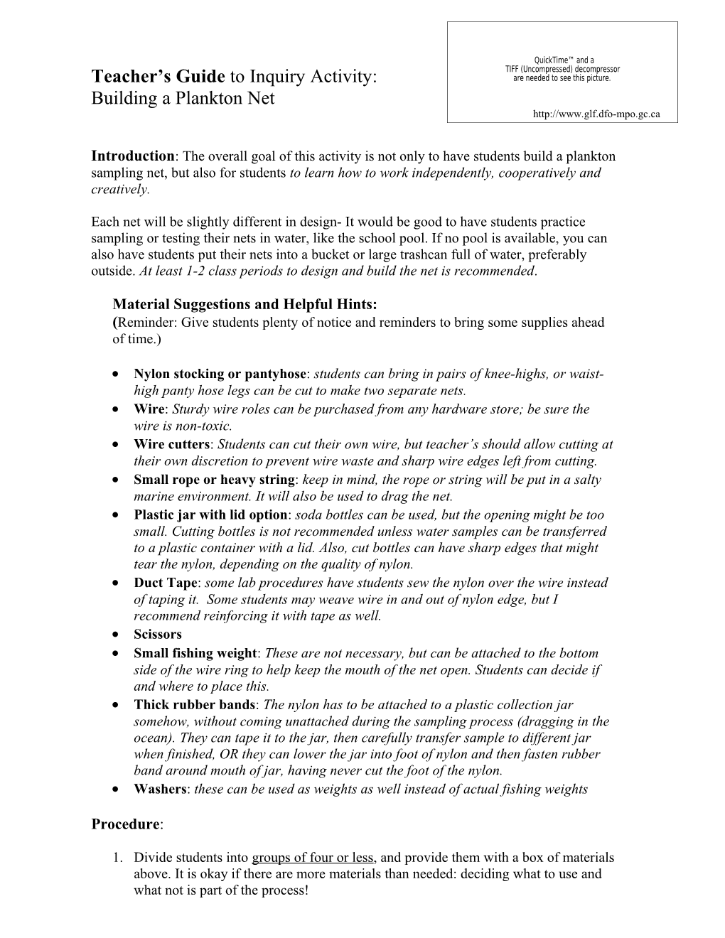 Teacher S Guide to Inquiry Activity
