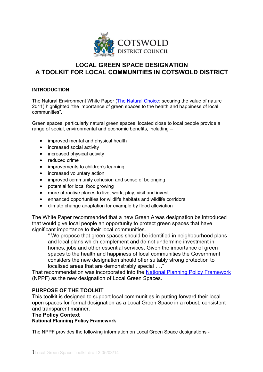 Local Green Space Designation