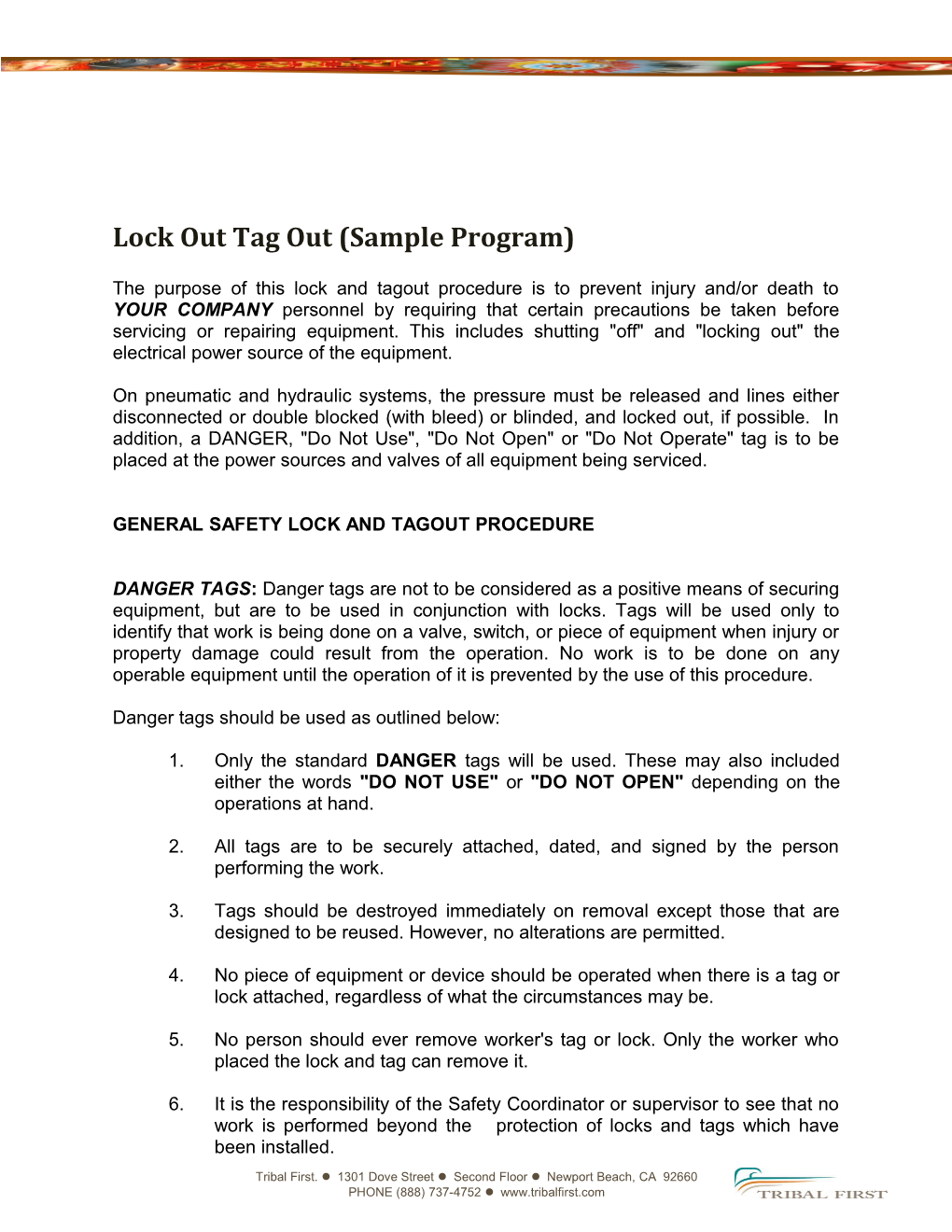 Lock out Tag out (Sample Program)