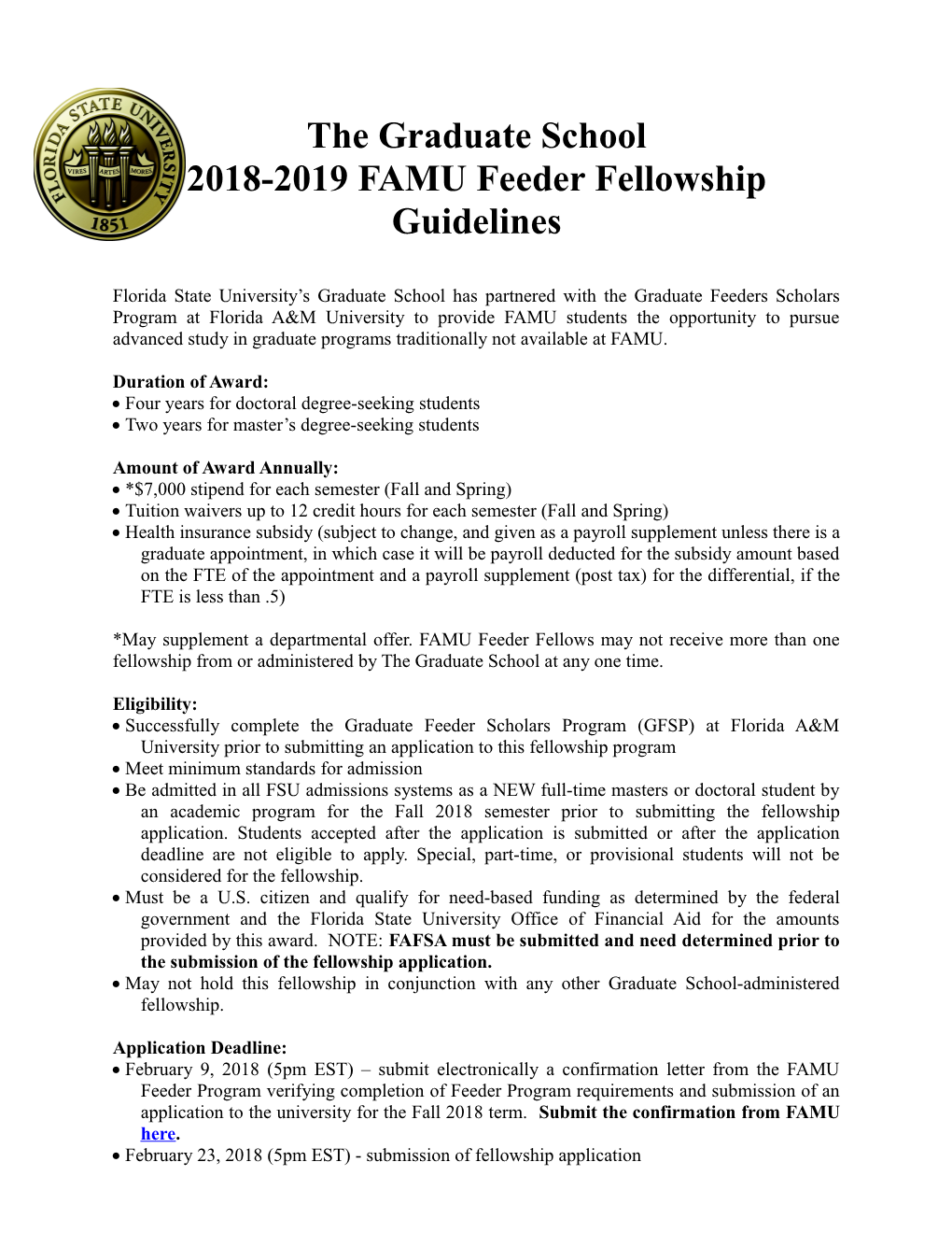 2018-2019FAMU Feeder Fellowship