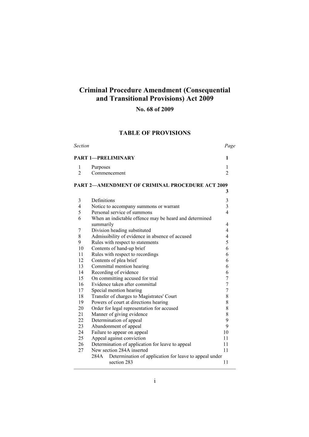 Criminal Procedure Amendment (Consequential and Transitional Provisions) Act 2009