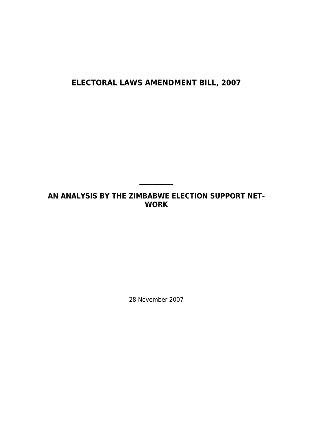Electoral Laws Amendment Bill, 2007