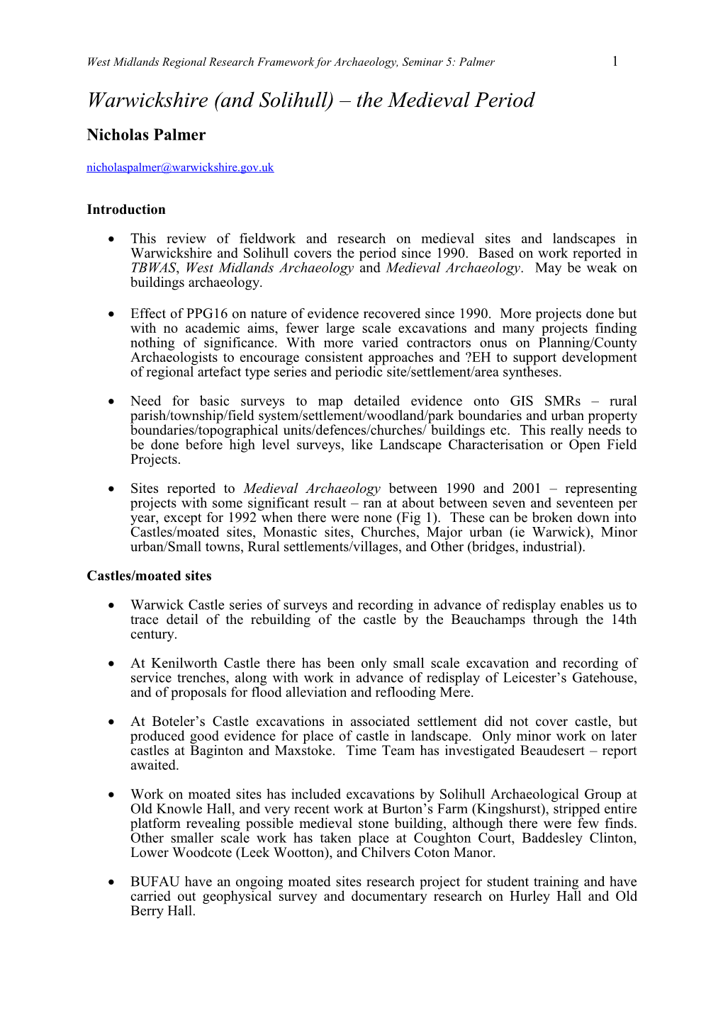 West Midlands Research Frameworks