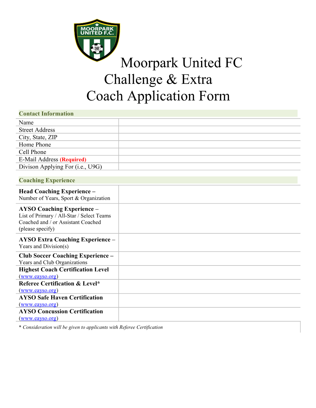 Why Do You Want to Be Anmoorpark United FC Coach?