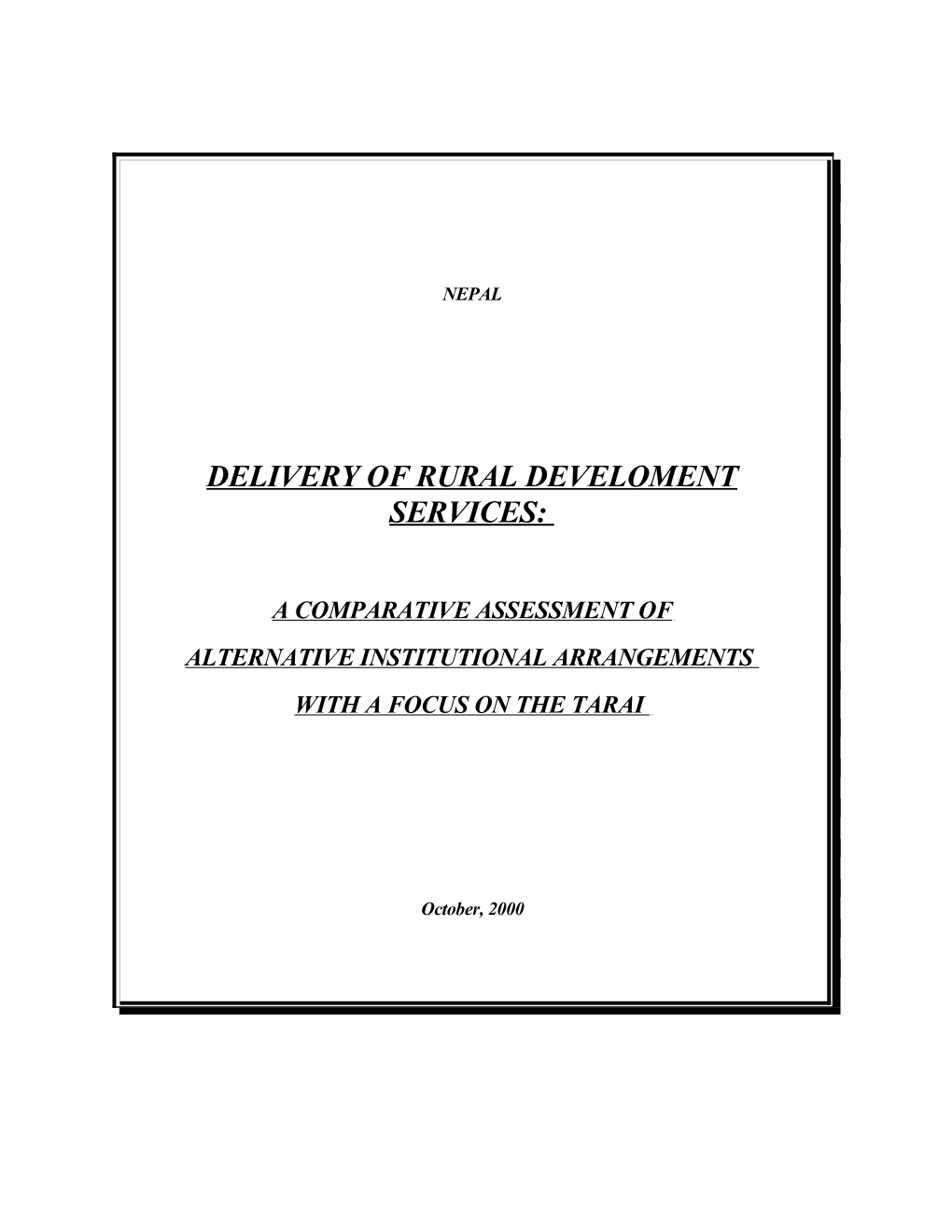 Delivery of Rural Develoment Services