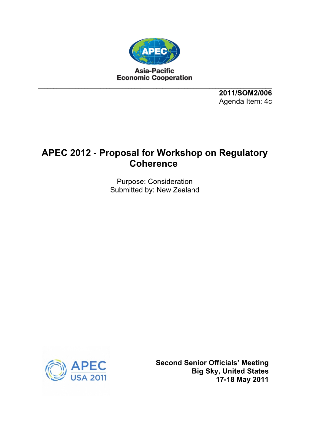 APEC 2012 - Proposal for Workshop on Regulatory Coherence