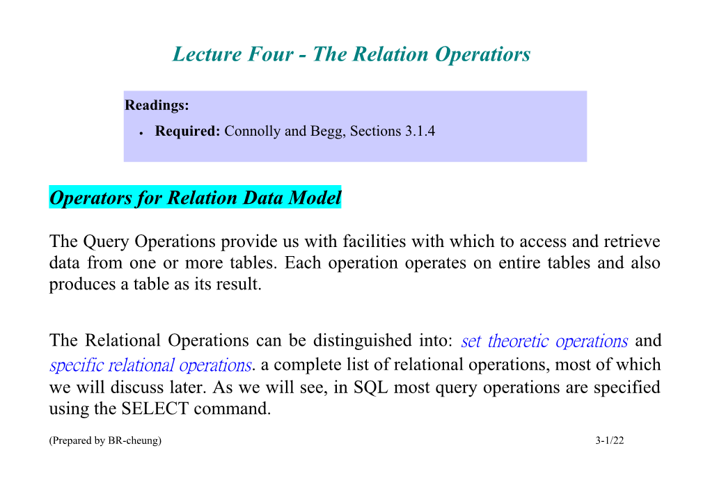 The Relation Database Model