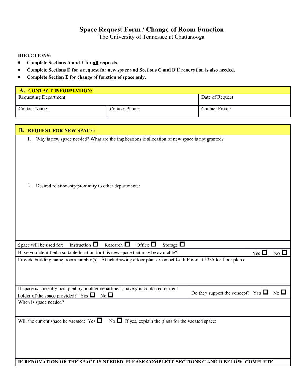 Space Allocation Request Form
