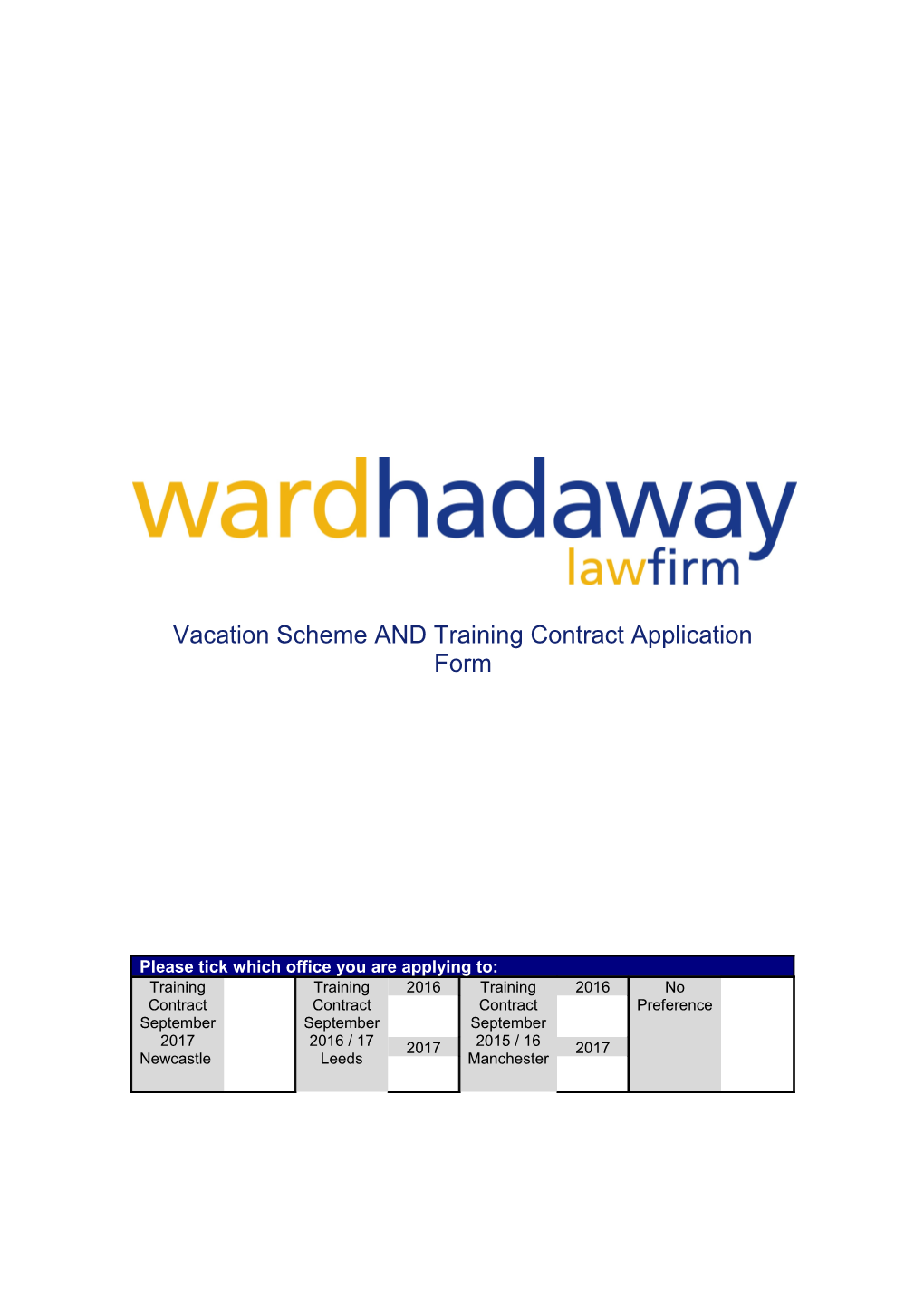 Vacation Scheme and Training Contract Application Form