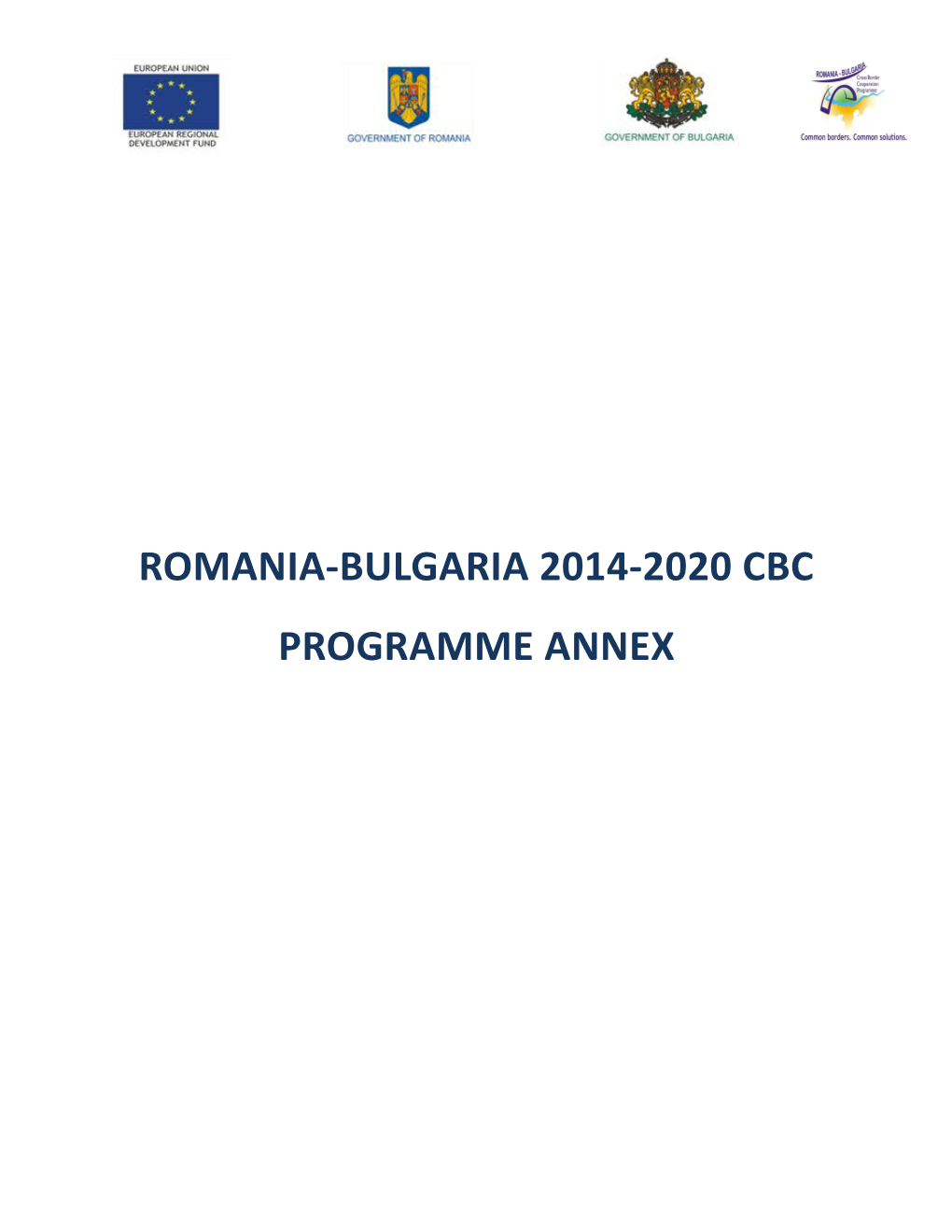 Romania-Bulgaria 2014-2020 Cbc Programme Annex