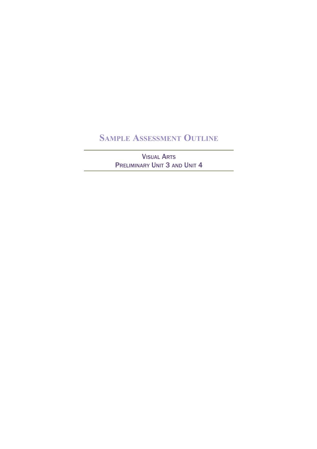 Sample Assessment Outline