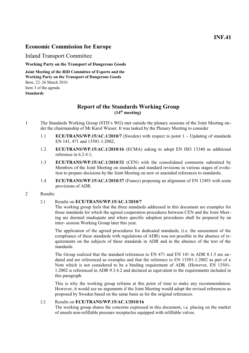 Report of the Standards Working Group (2)