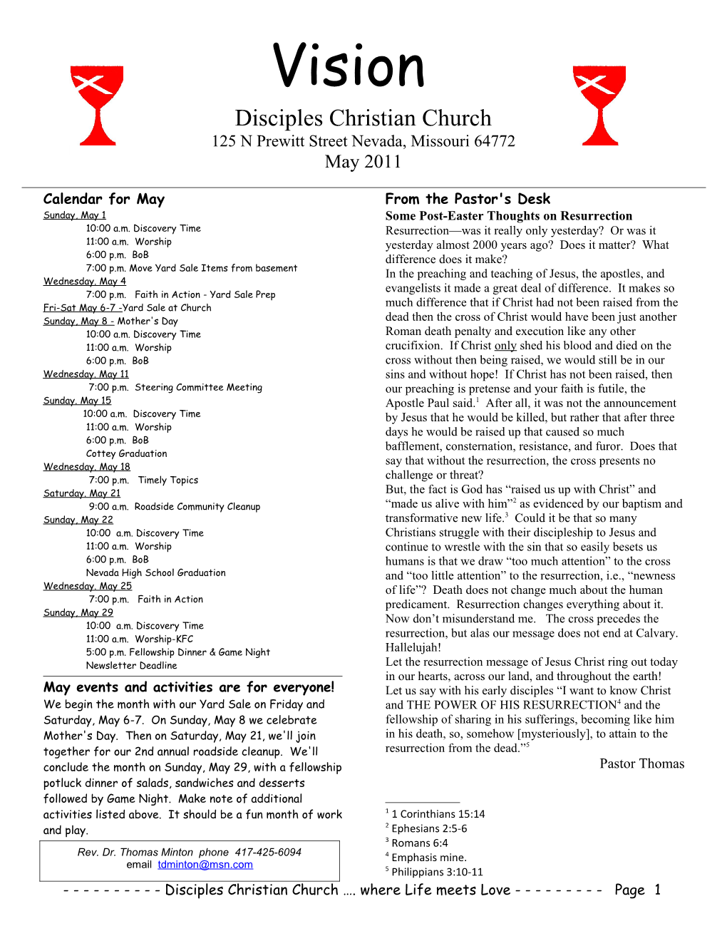 Disciples Christian Church . Where Life Meets Love Page 1