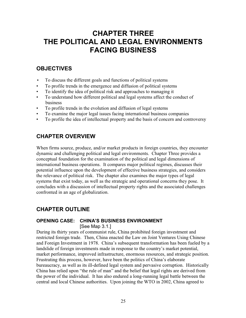 The Political and Legal Environments Facing Business