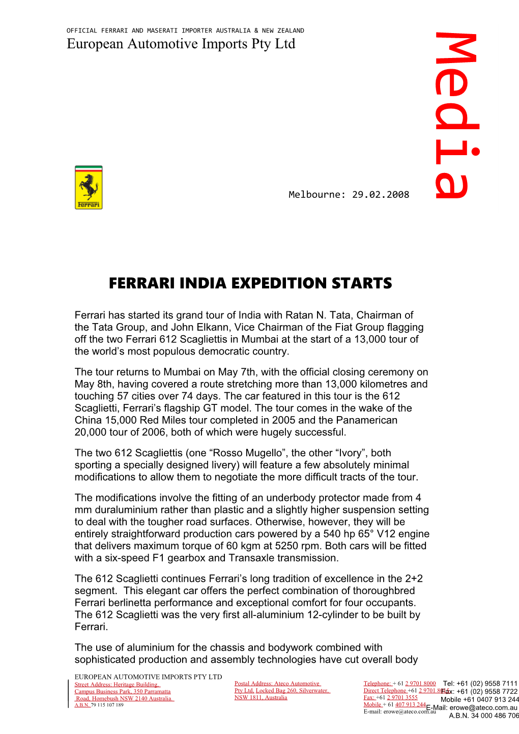 Ferrari India Expedition Starts