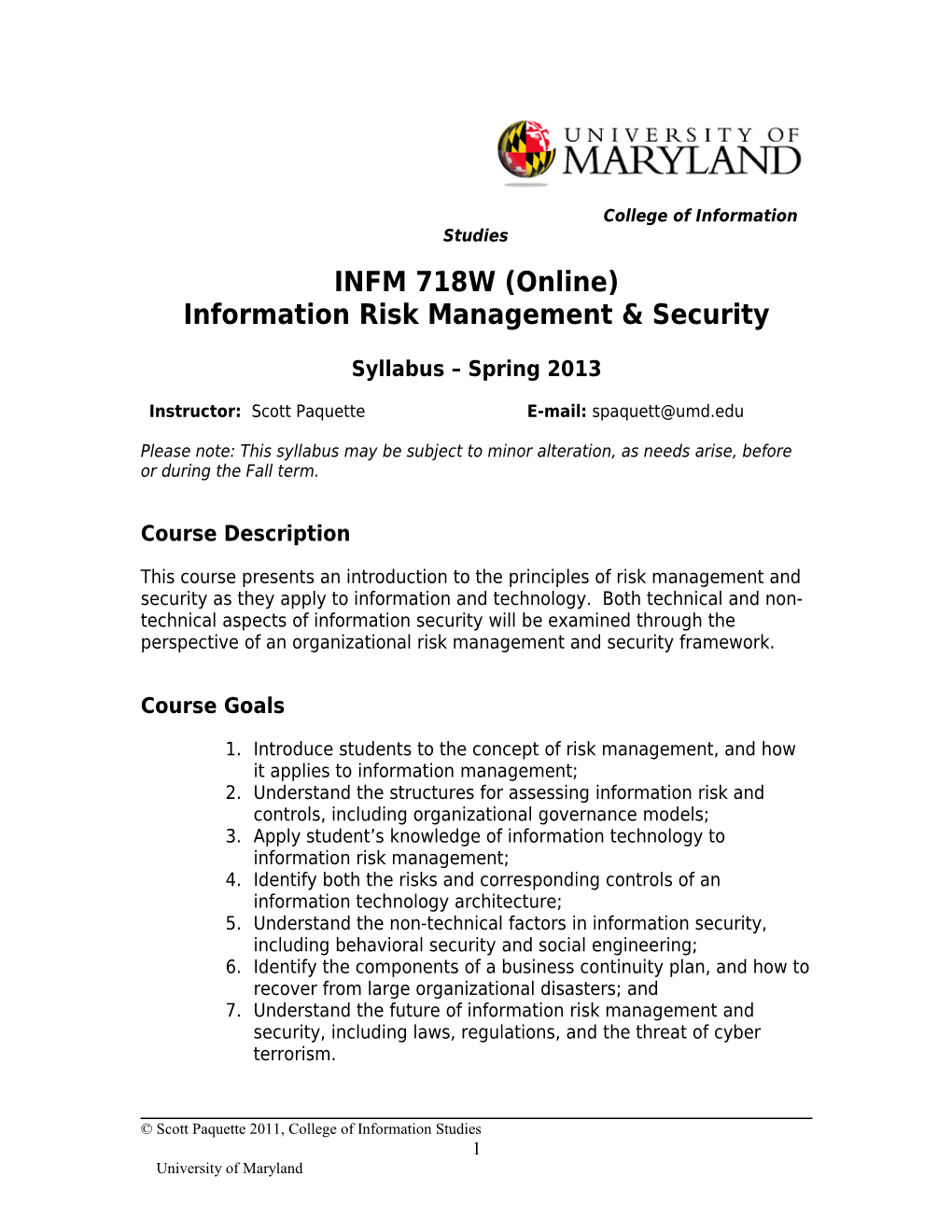 Information Risk Management & Security