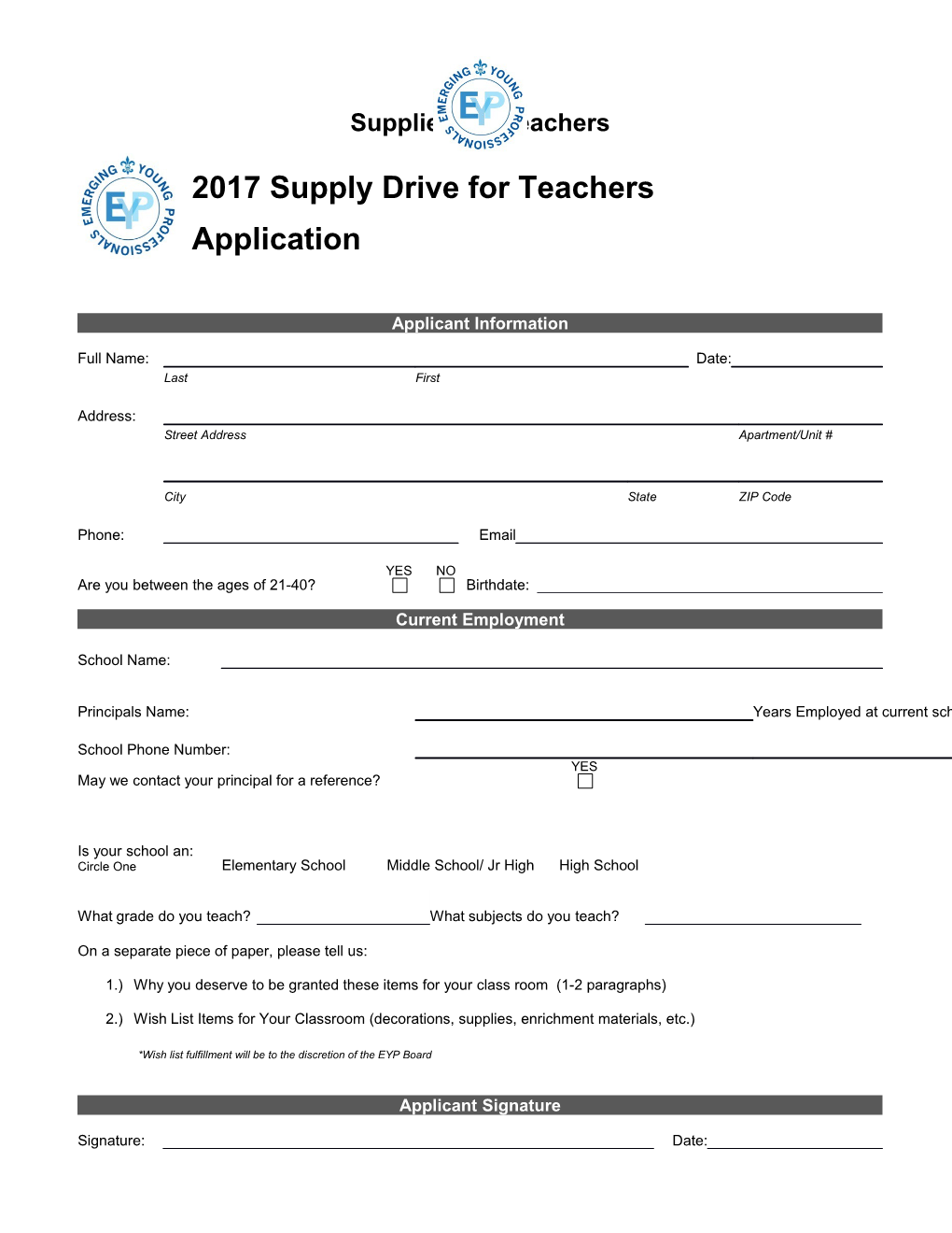 2017 Supply Drive for Teachers