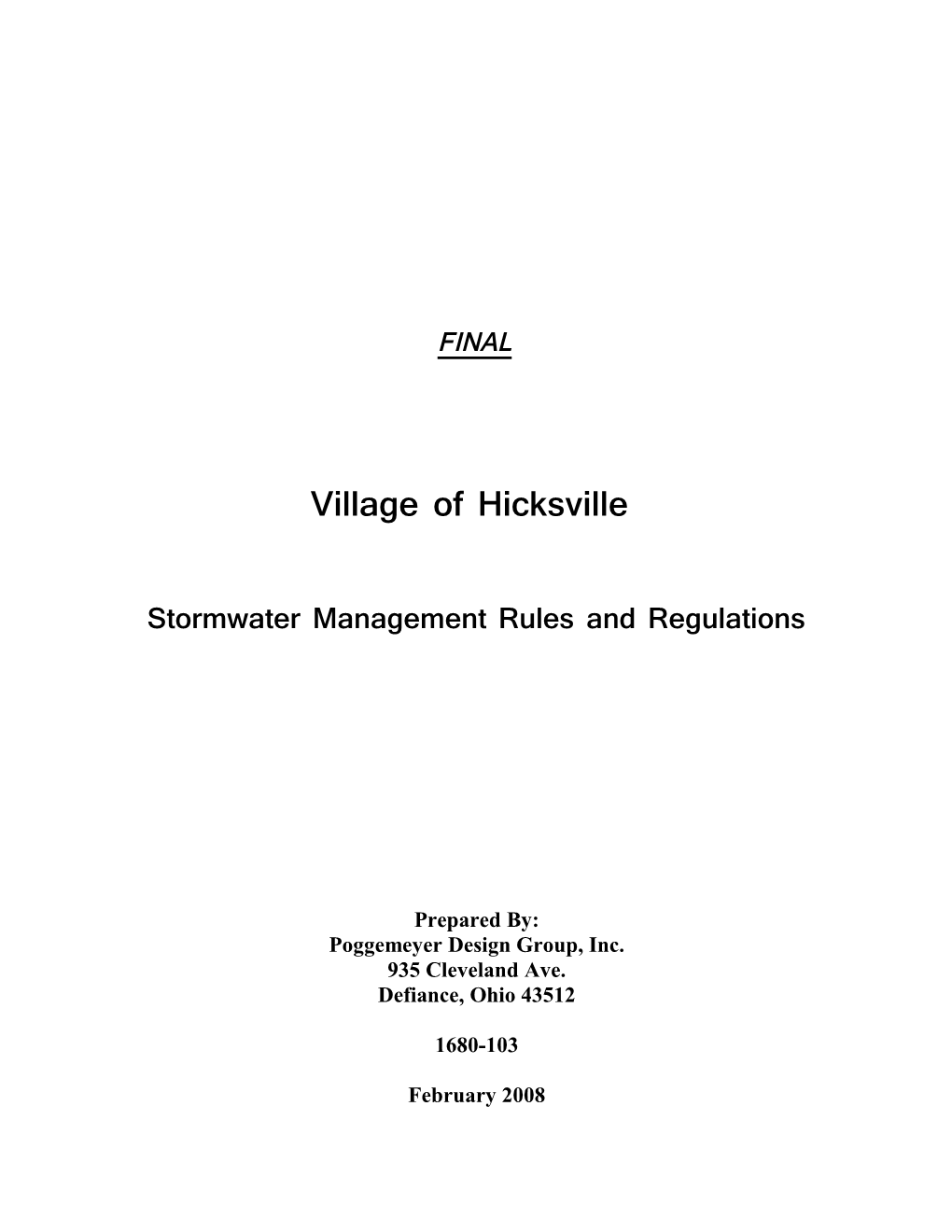 Stormwater Management Rules and Regulations