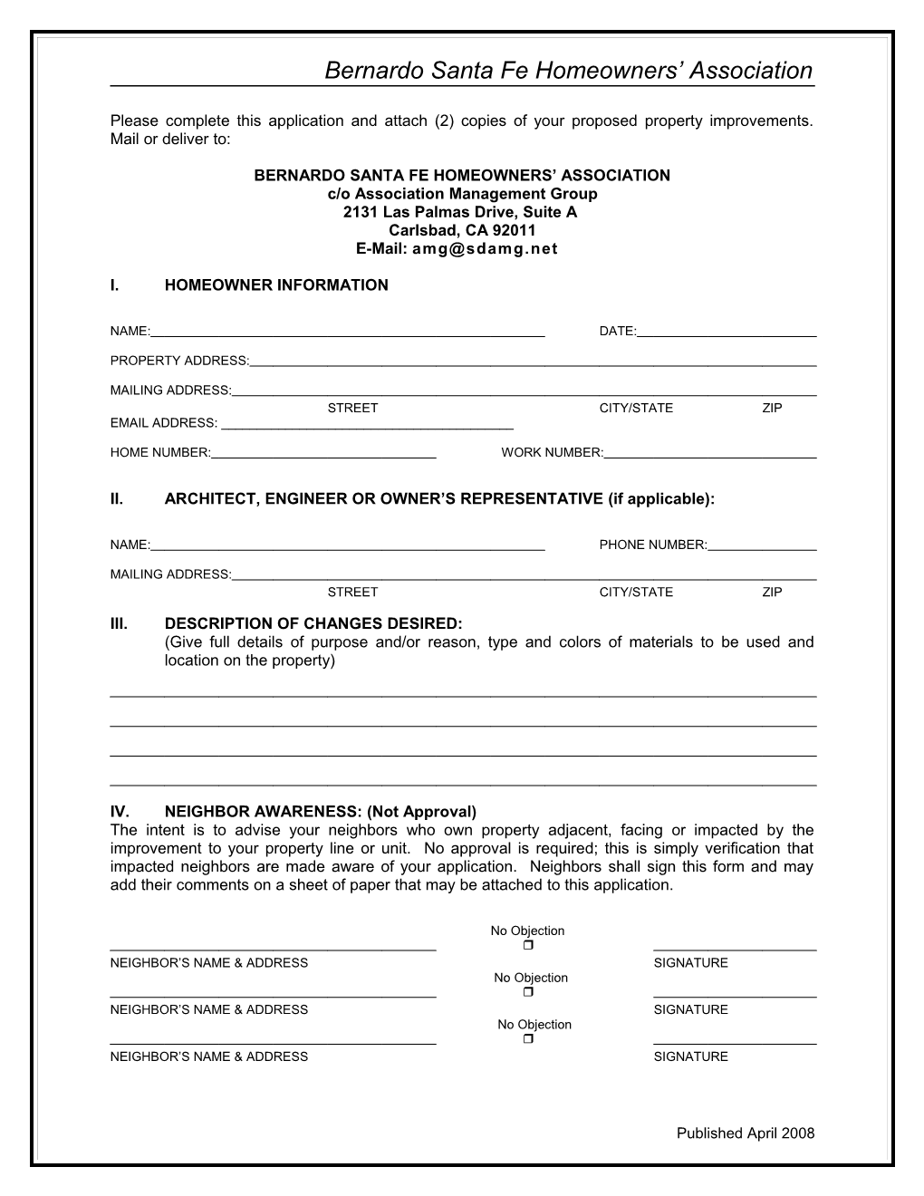 Please Complete This Application and Attach (2) Copies of Your Proposed Property Improvements