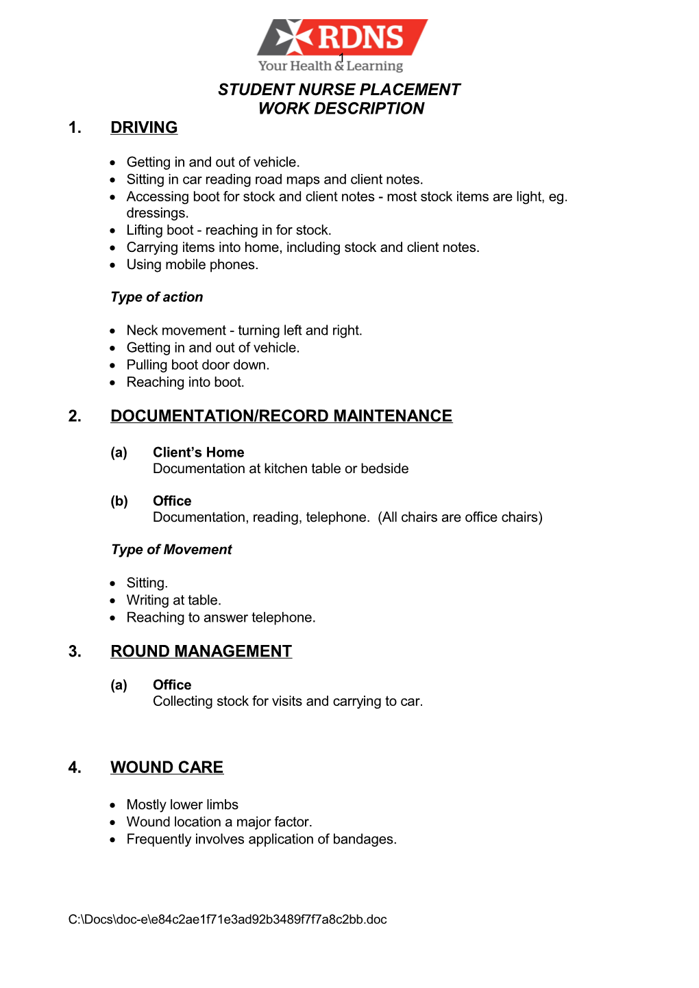 Student Nurse Placement