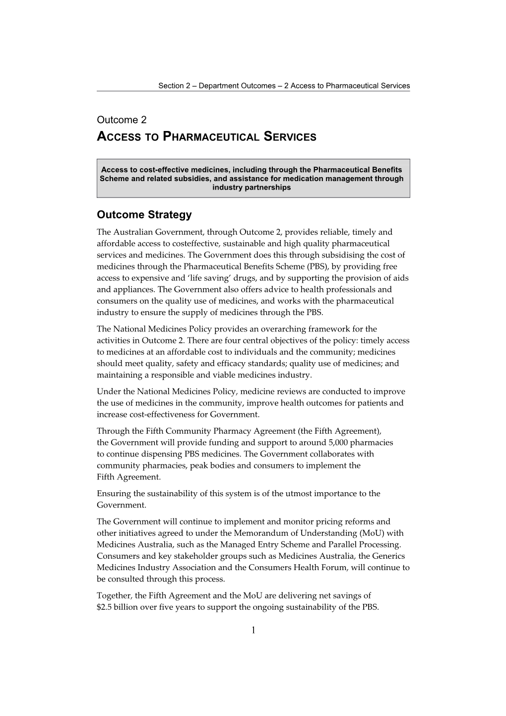 Section2 Department Outcomes 2 Access to Pharmaceutical Services