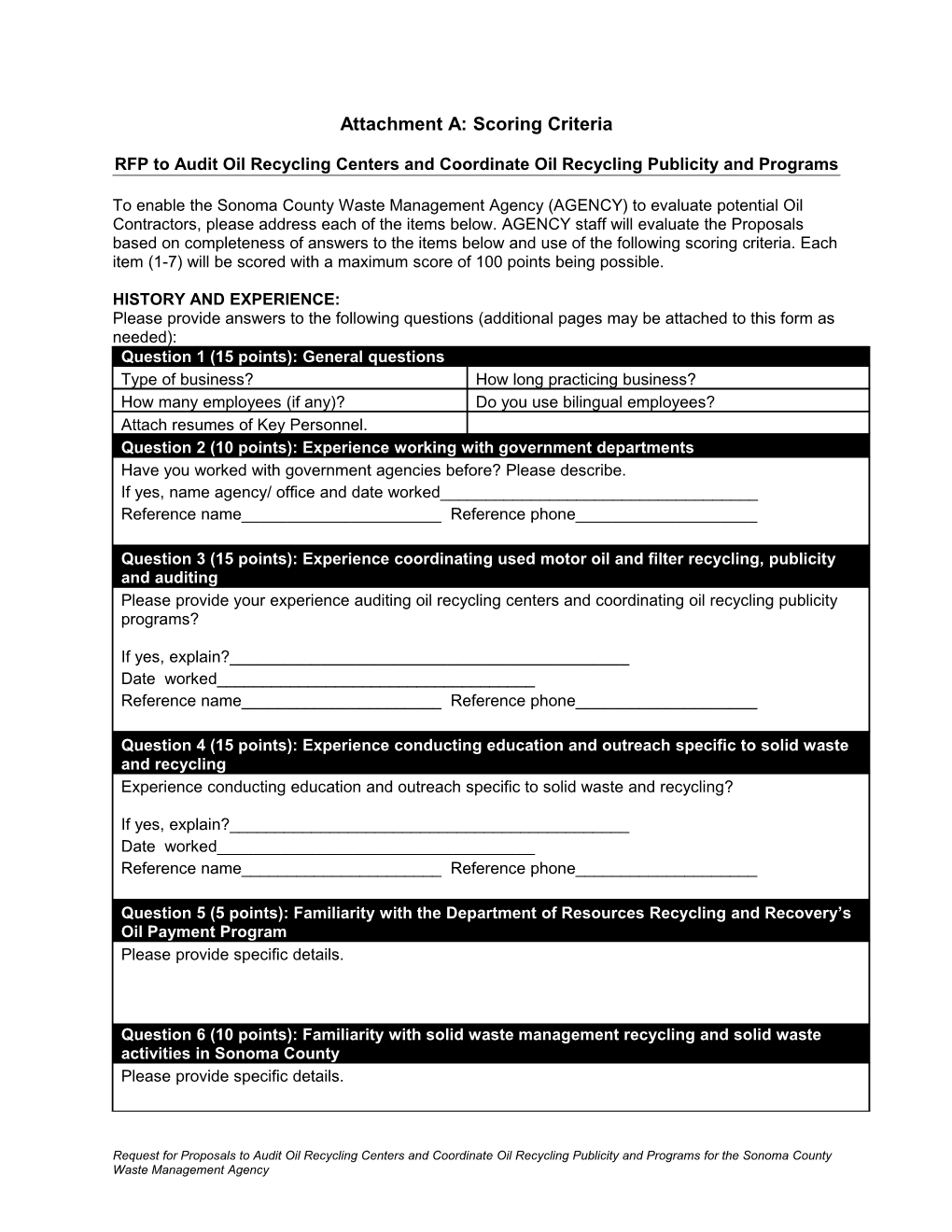 Attachment A: Scoring Criteria