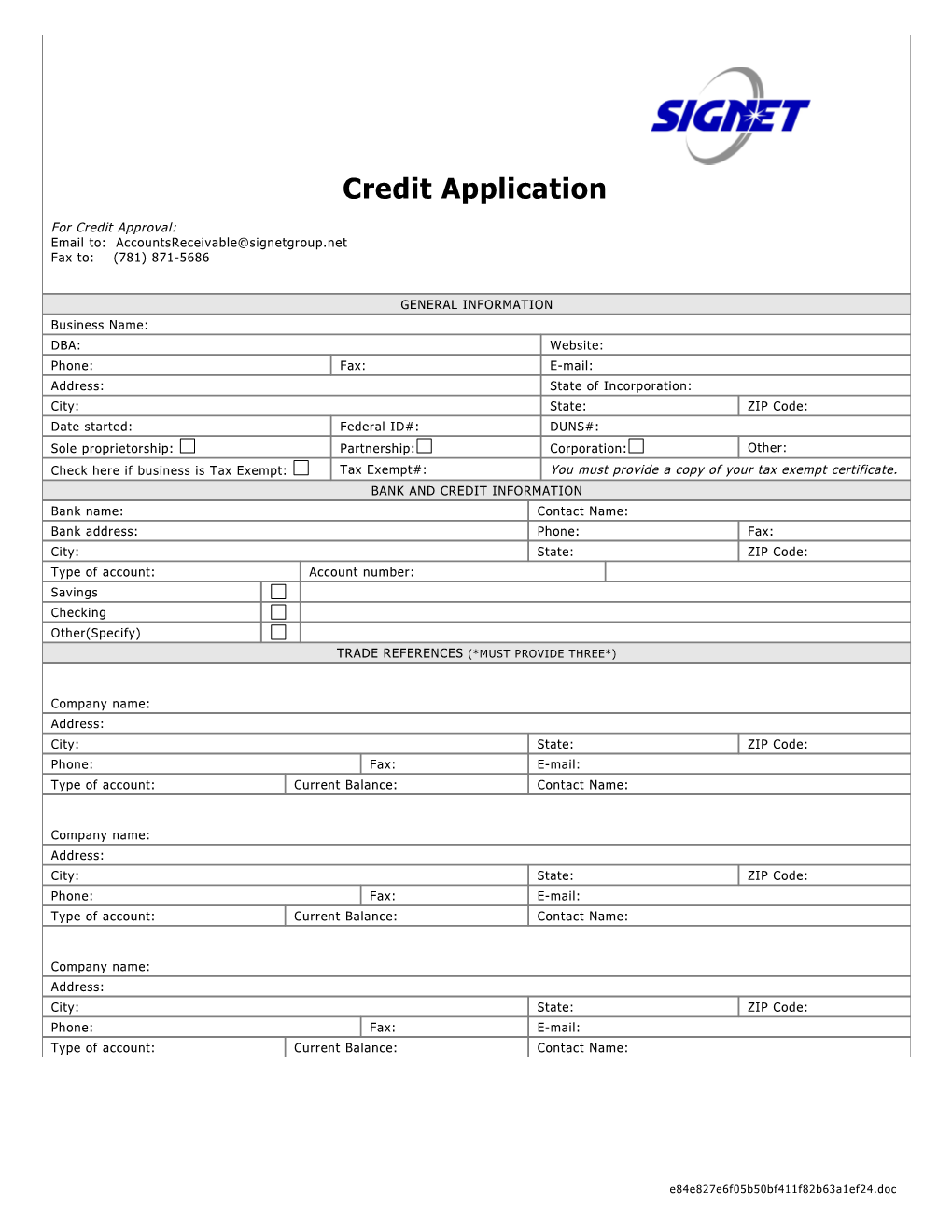 Credit Application 2010-2