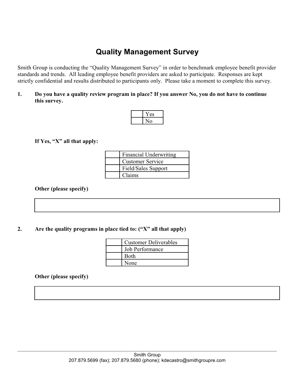 Quality Management Survey