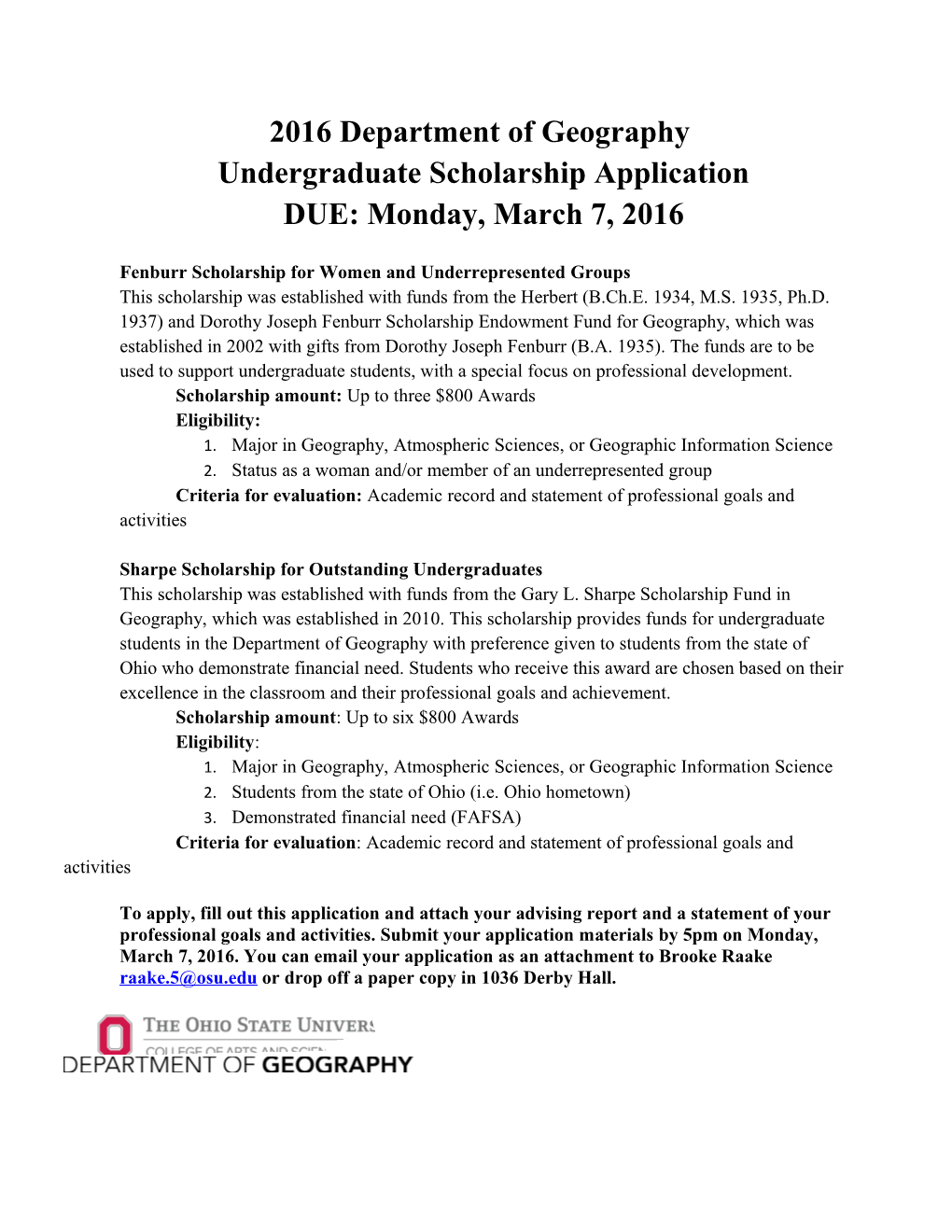 Fenburr Scholarship for Women and Underrepresented Groups
