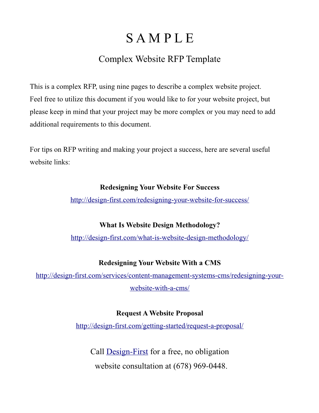 Complex Website RFP Template