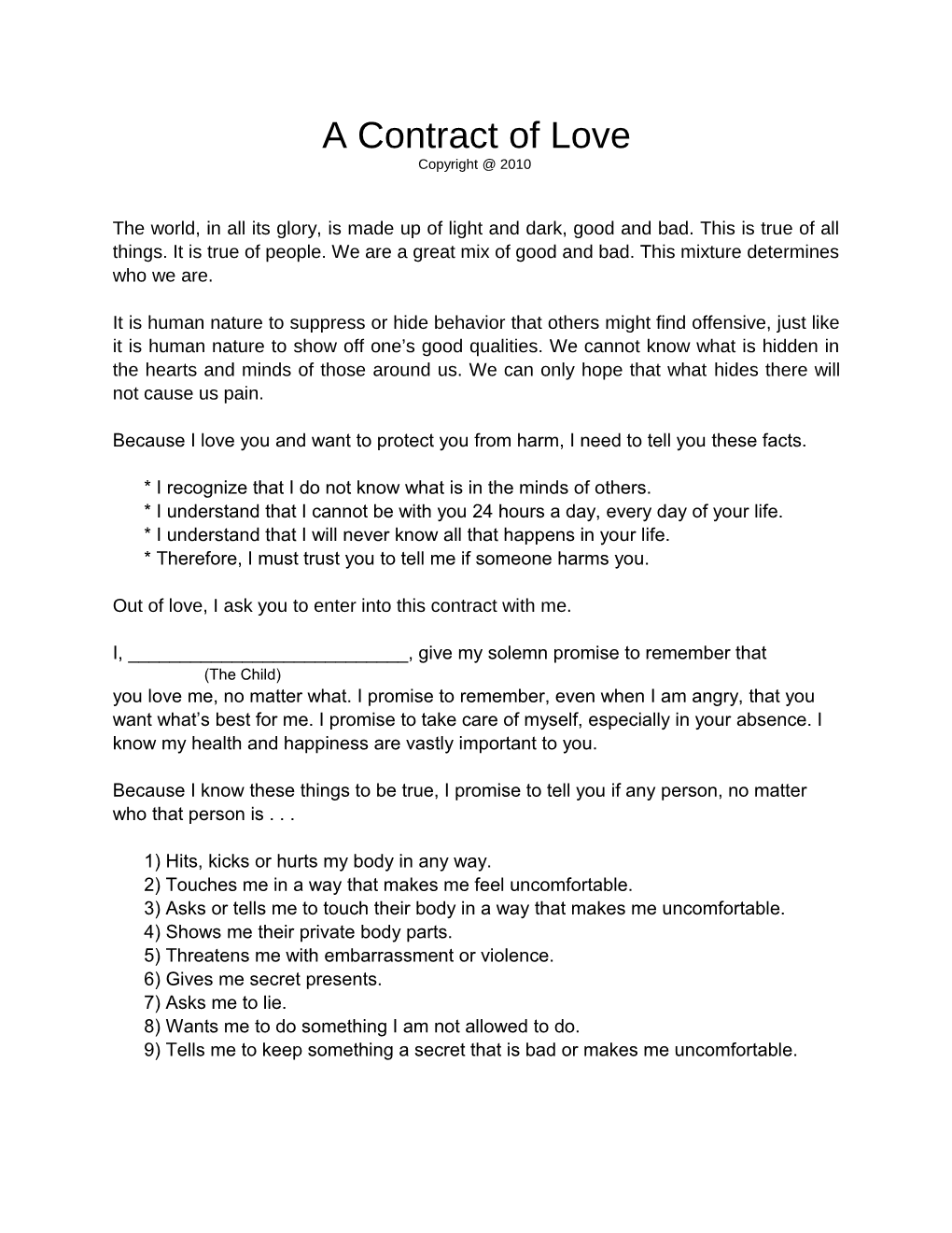 A Contract of Love
