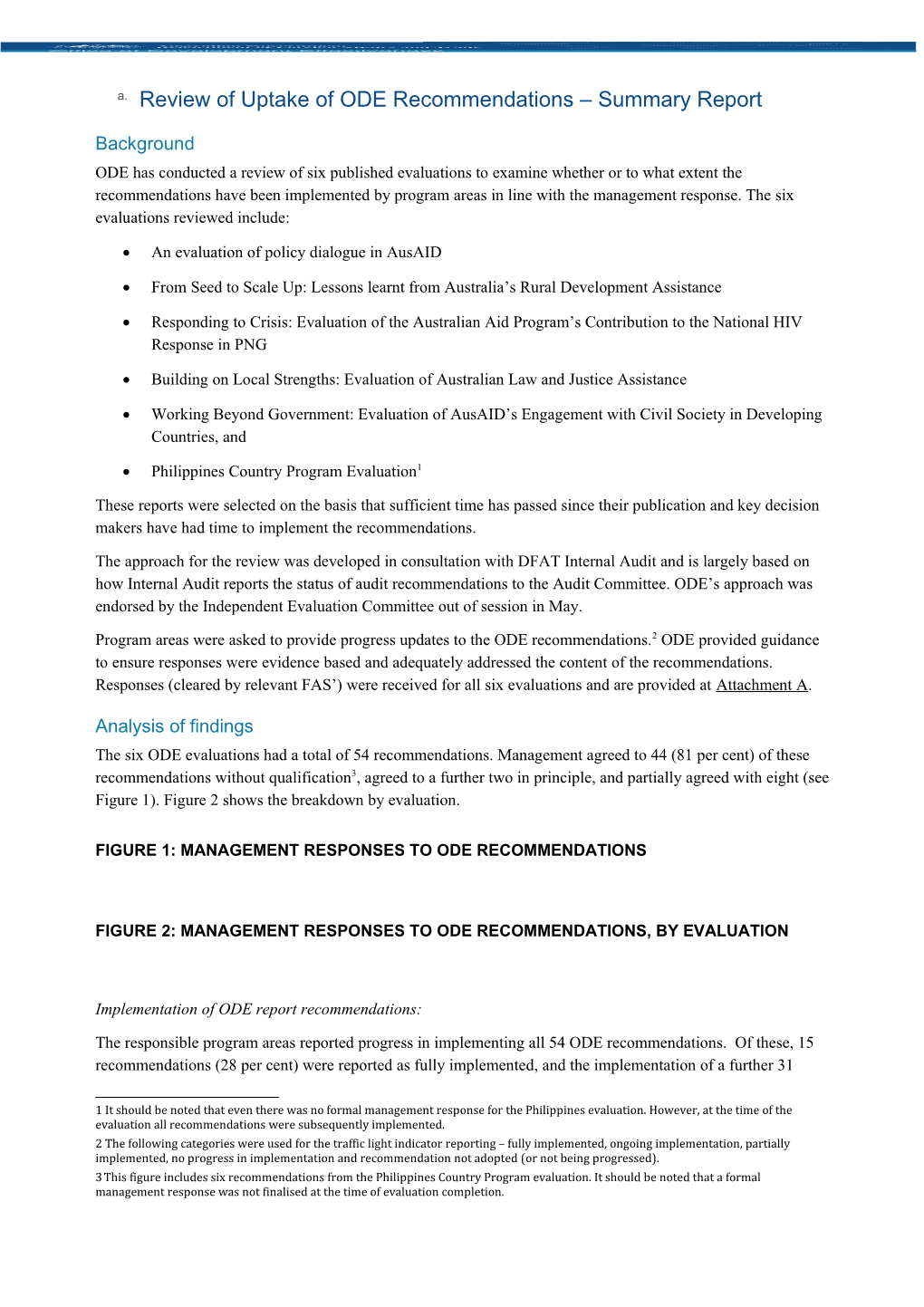 Summary Report Uptake of ODE Recommendations