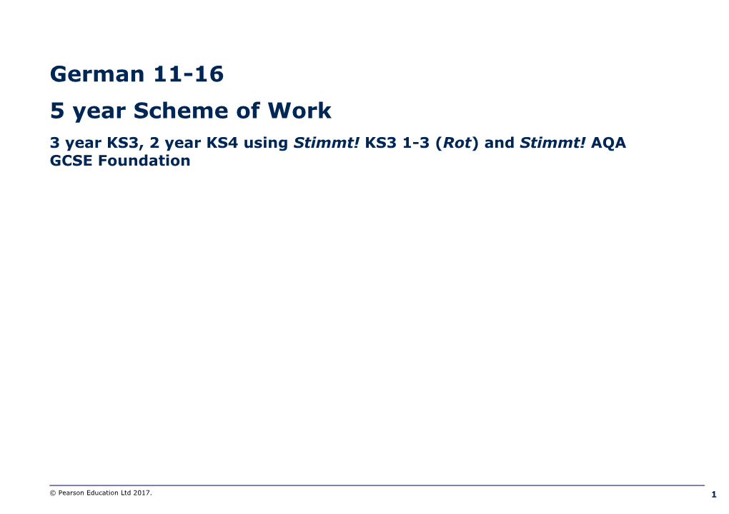 5 Year Scheme of Work