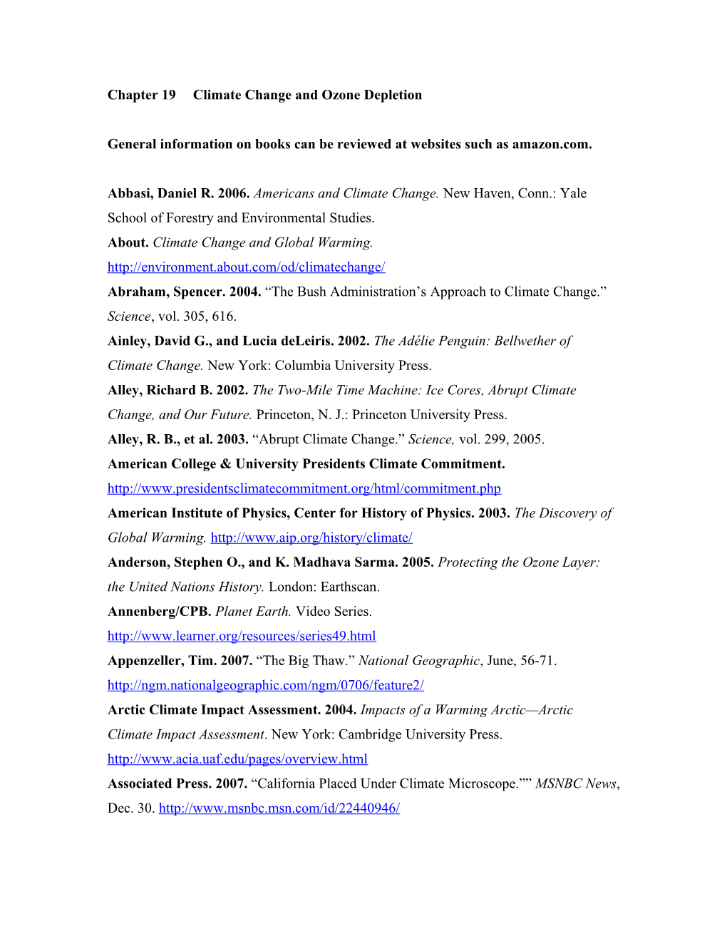 Chapter 19Climate Change and Ozone Depletion