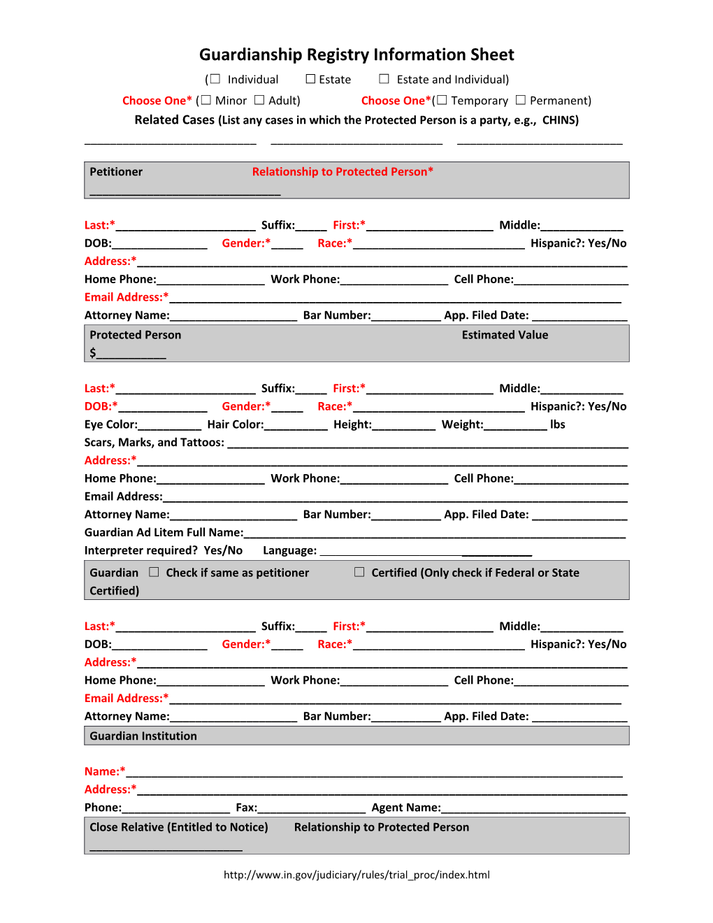 Guardianship Registry Information Sheet