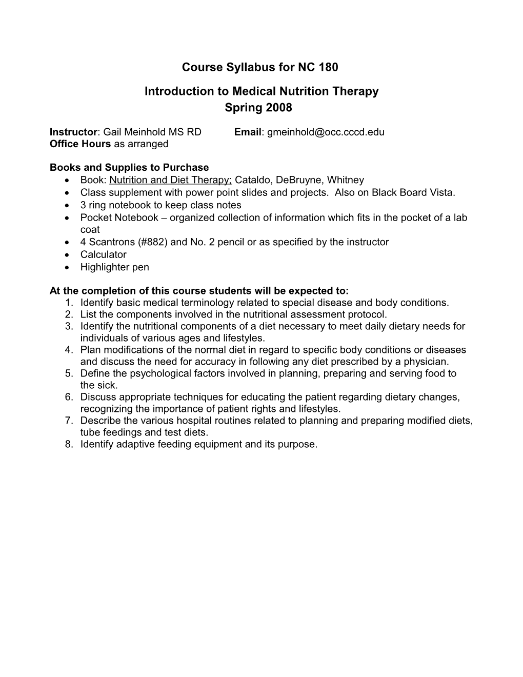 Introduction to Medical Nutrition Therapy