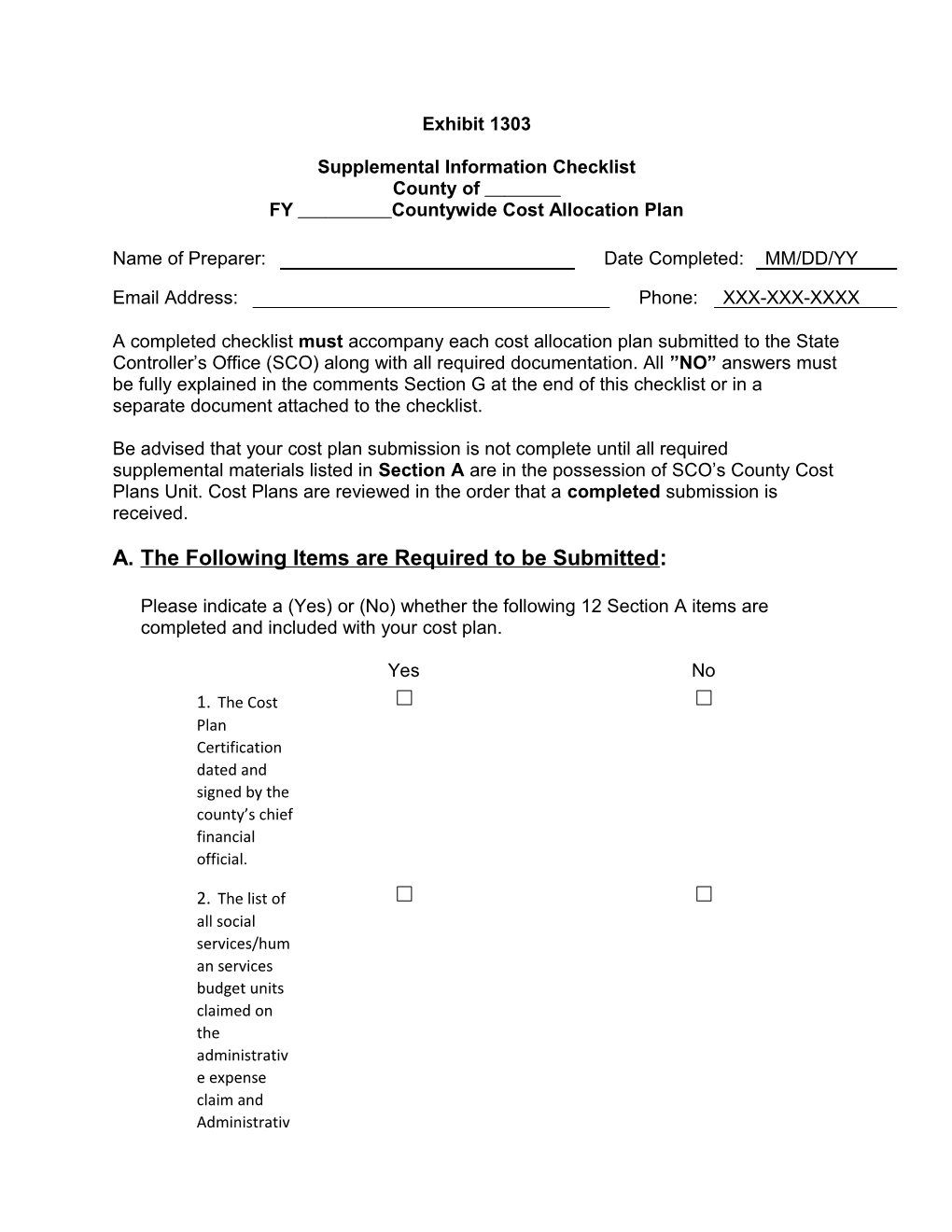 FY Countywide Cost Allocation Plan