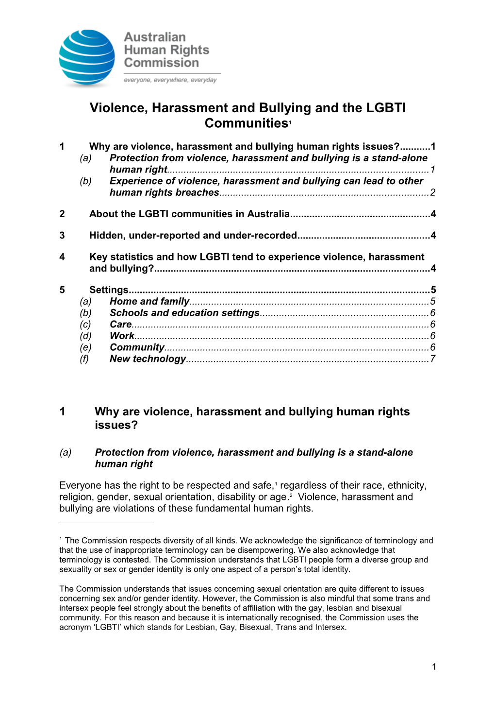 1Why Are Violence, Harassment and Bullying Human Rights Issues?